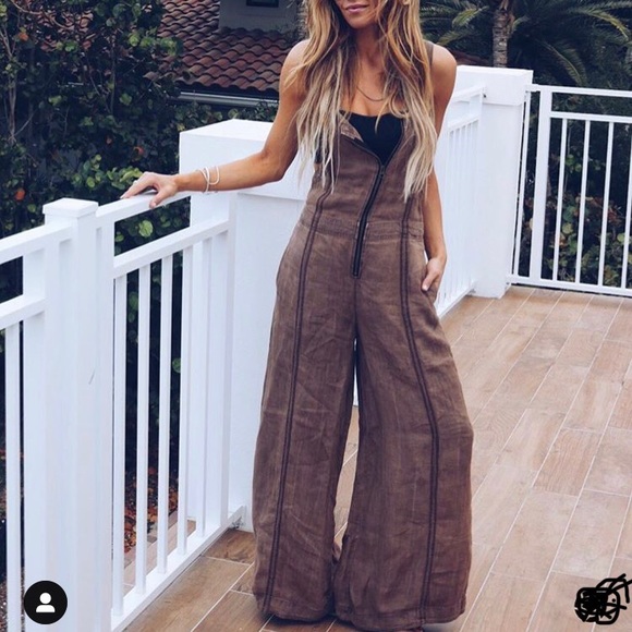 Free People Pants - Free People NEW YOU WIDE LEG ONE PIECE cocoa s